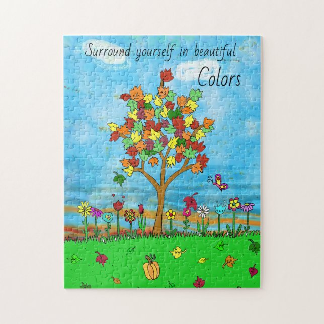 Beautiful Colours Fall Leaves Colourful Jigsaw Puzzle (Vertical)