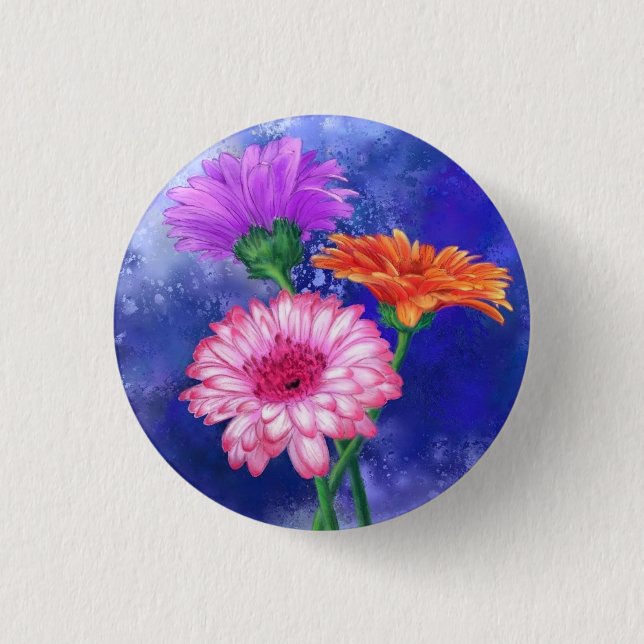 Beautiful Colours Gerbera Daisies Button (Front)