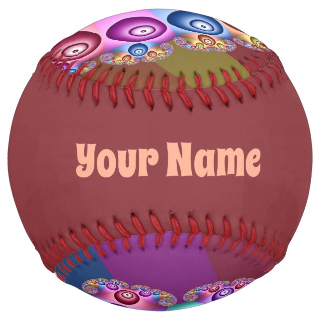 Beautiful Colours Modern Abstract Fractal Name Softball (Front)