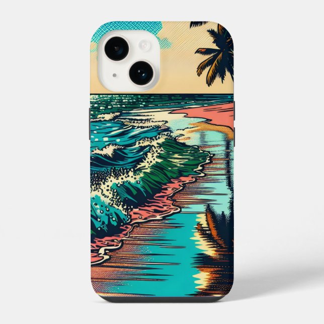 Beautiful Comic Pop Art Style Beach Scene iPhone Case (Back)