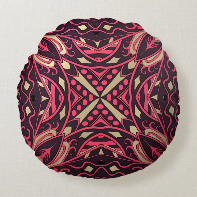 Beautiful complicatedl moroccan ornament. round cushion (Front)