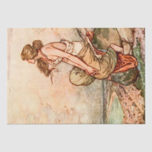 Beautiful Contemplative Lady Vintage Illustration Tissue Paper