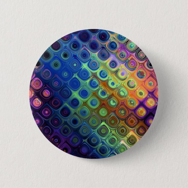Beautiful cool abstract squares circles glass glow 6 cm round badge (Front)