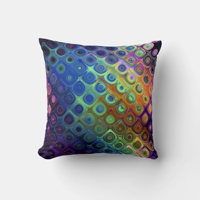 Beautiful cool abstract squares circles glass glow cushion (Front)
