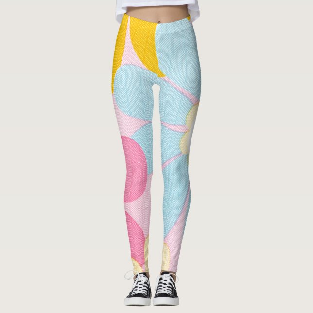 Beautiful cool coloured flower design  leggings (Front)