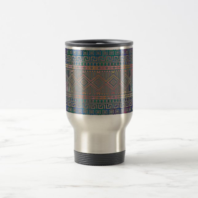 Beautiful cool colourful Aztec geometric pattern Travel Mug (Center)