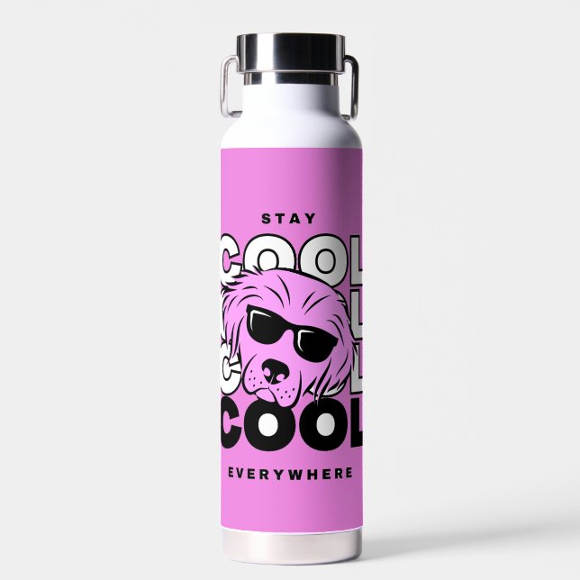 Beautiful  cool cool Pink Dog water Bottle  (Front)