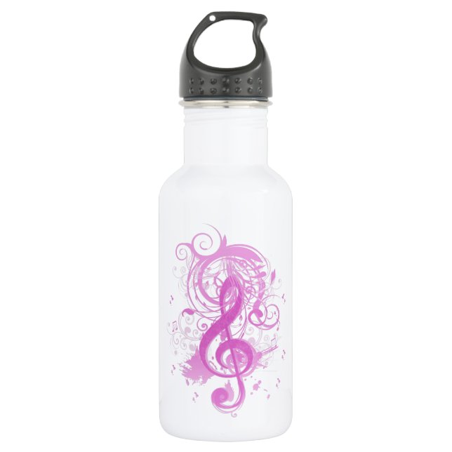 Beautiful cool music notes with splatter swirls 532 ml water bottle (Front)
