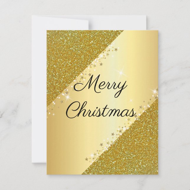 Beautiful, Cool, Perfect Gold Sparkly  Holiday Card (Front)