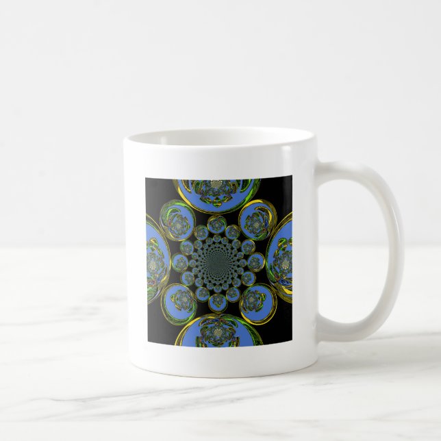 Beautiful cool royal blue black Kaleidoscope  art Coffee Mug (Right)
