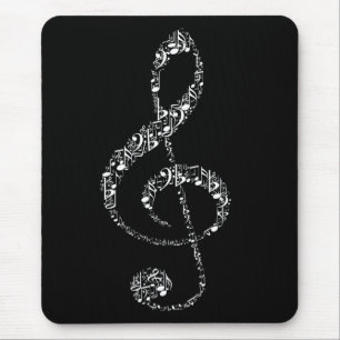 Beautiful cool white music notes mouse pad