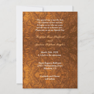 Beautiful Copper Textured Look Wedding Invitation