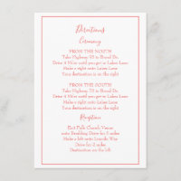 Beautiful coral and white directions