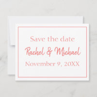 Beautiful Coral and White Save the Date