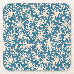 Beautiful Coral Pattern Square Paper Coaster