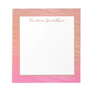 Beautiful Coral Pink Brush Pattern Personalized Notepad
