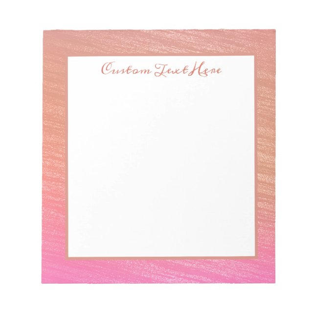 Beautiful Coral Pink Brush Pattern Personalized Notepad (Front)