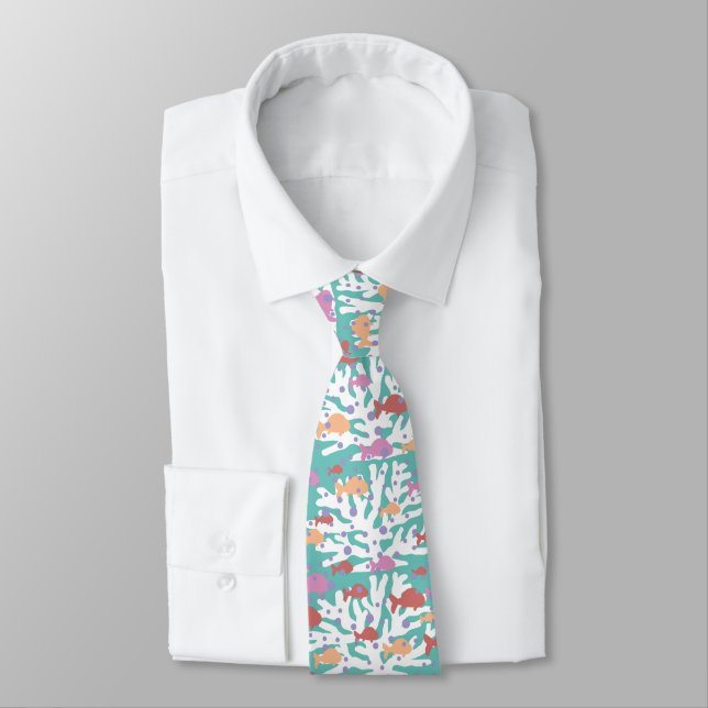 Beautiful Coral Seamless Pattern Neck Tie (Tied)