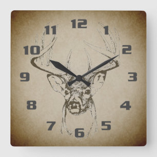 Beautiful Country Chic Rustic Deer Square Wall Clock