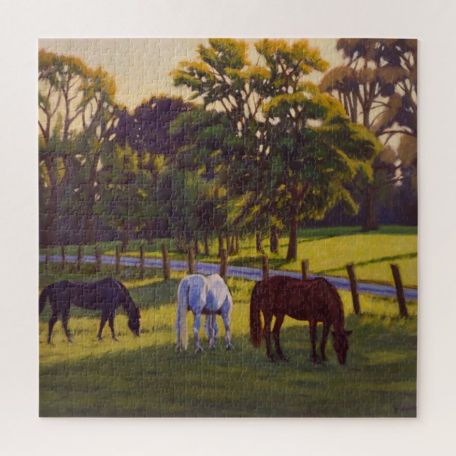 Beautiful Country Horses Grazing  Poster Jigsaw Puzzle (Vertical)