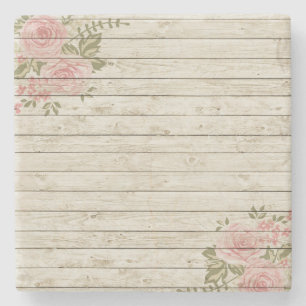 Beautiful Country Shabby Chic Rustic Wood Stone Coaster
