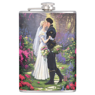 Beautiful Couple in The Park Hip Flask