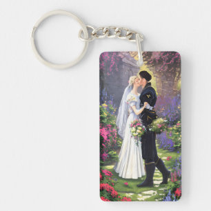 Beautiful Couple in The Park Key Ring