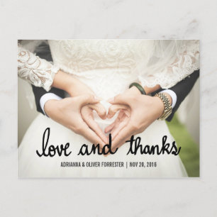 Beautiful Couples Photo Wedding Love And Thanks Postcard