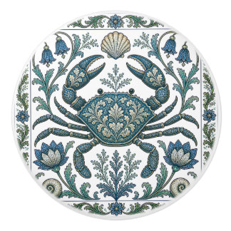 Beautiful Crab Vintage Ornate Ocean Life Ceramic Knob