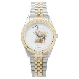 beautiful crane in watercolor, customisable  watch