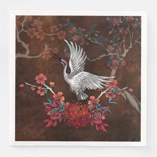 Beautiful crane napkin (Front)