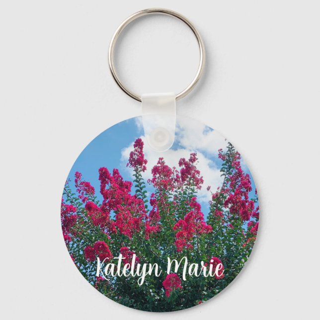 Beautiful Crepe Myrtle Flowers Nature Photo Custom Key Ring (Front)