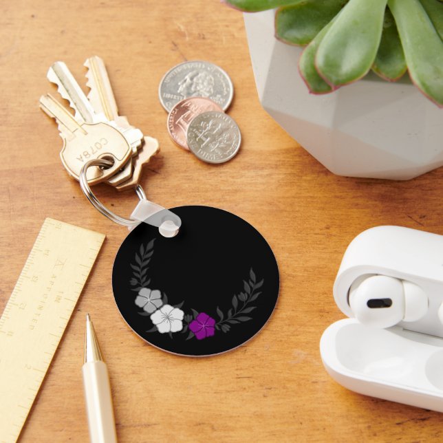 Beautiful Crescent of Subtle Asexual Flowers Key Ring (Desk)