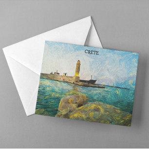 Beautiful Crete Greece Oil Paint Postcard
