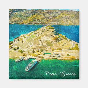 Beautiful Crete Greece Scenery Oil Paint Magnet