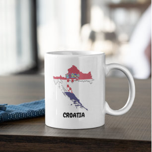 Beautiful Croatia Map Flag Colourful Vintage Coffee Mug