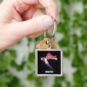 Beautiful Croatia Map Flag Colourful Vintage Key Ring