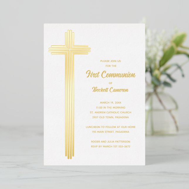 Beautiful Cross First Communion Gold (Standing Front)