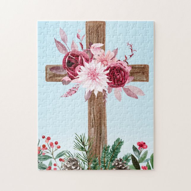 Beautiful Cross & Flower Puzzle (Vertical)