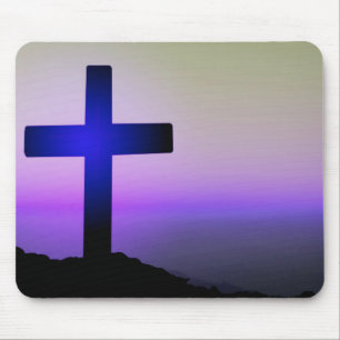 Beautiful Cross Purple Sky Mouse Pad