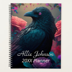 Beautiful Crow and Roses Personalised Planner