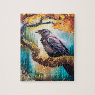 Beautiful Crow on a Tree Branch Jigsaw Puzzle