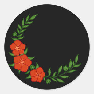 Beautiful Crown Crescent of Red Flowers Classic Round Sticker