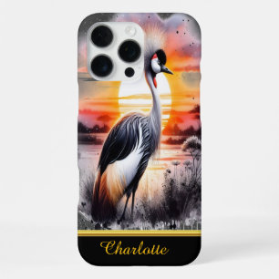 Beautiful Crowned Crane at Sunset in the Savannah iPhone 16 Pro Max Case