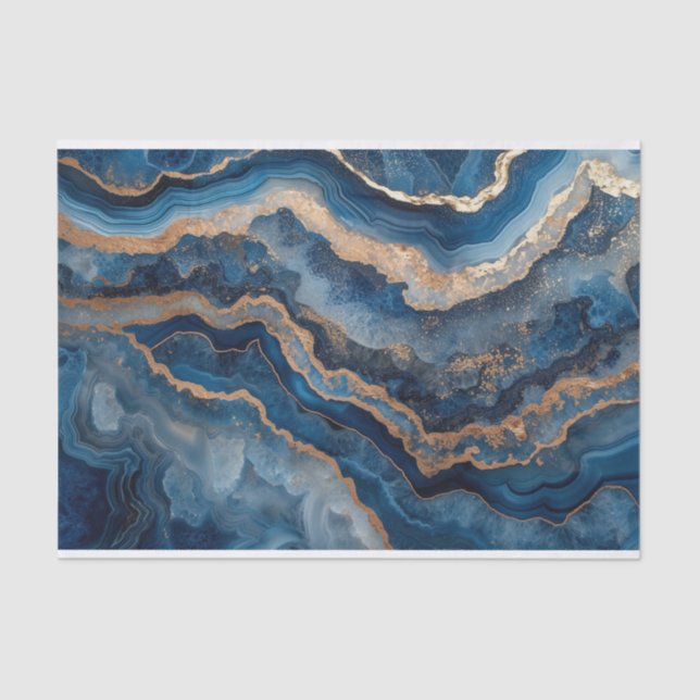 Beautiful crystal geode agate in shades of blue tissue paper (Front)