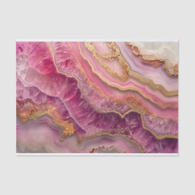 Beautiful crystal geode in pinks tissue paper (Front)