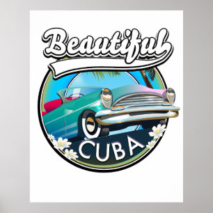 Beautiful Cuba retro logo. Poster