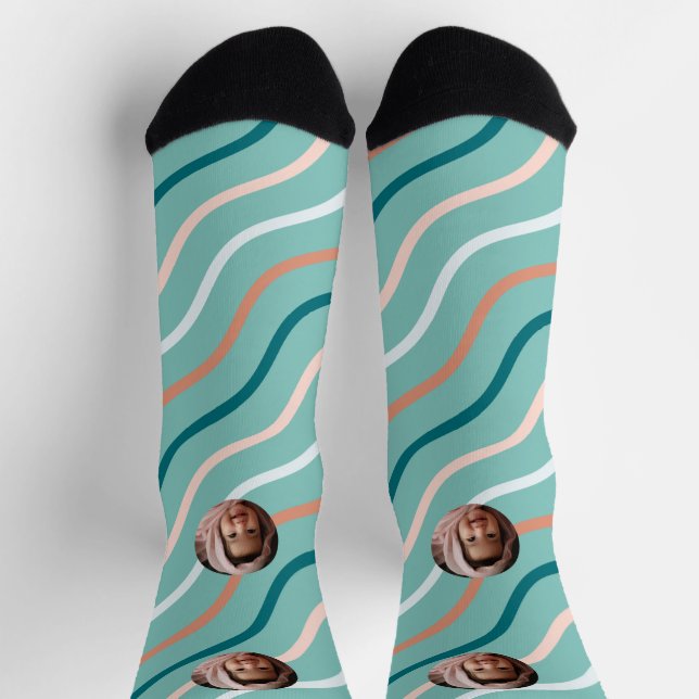 Beautiful Curved Lines Herringbone Green Socks (Top)