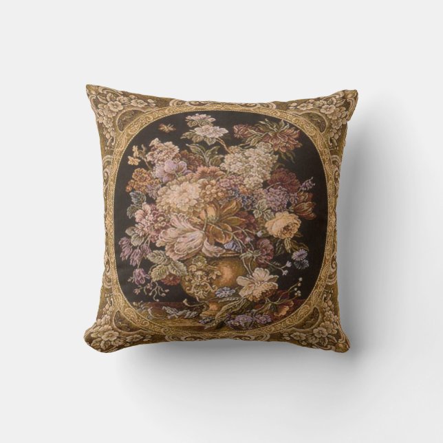 Beautiful cushion with antique tapestry design. (Front)
