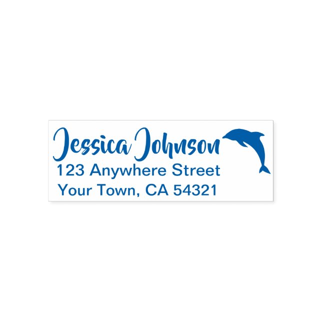 Beautiful Custom Name Return Address Dolphin Self-inking Stamp (Design)